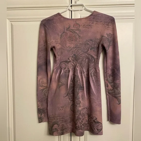 One World Women’s Sz Small Babydoll Scoop Neck Sweater in Lavender/Mauve/Pink - Picture 4 of 6